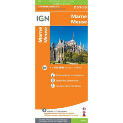 Achat Carte routière IGN - Meuse Marne  - D55 - D51