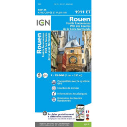 Carte randonnées IGN Forêt Rouennaise - 1911 ET