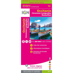 Achat Carte routière Occitanie, Cévennes, Lanquedoc Roussillon - IGN