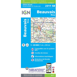 Achat Carte randonnées IGN - 2311 SB  Beauvais Mouy