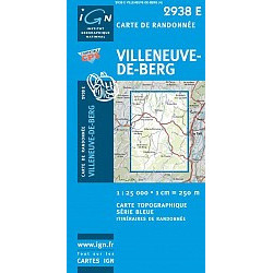 Achat carte de randonnées Villeneuve-de-Berg - IGN - 2938 E
