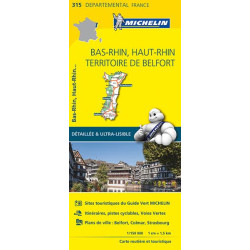 Achat Carte routière Michelin - Bas-Rhin, Haut-Rhin, Territoire de Belfort - 315
