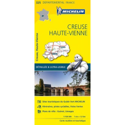 Achat Carte routière Michelin - Creuse, Haute-Vienne - 325