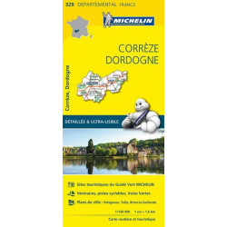 Achat Carte routière Michelin - Corrèze, Dordogne - 329