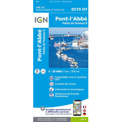 Achat Carte randonnées IGN Pont l'Abbé - Pointe de Penmarc'h - 0519 OT
