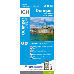 Achat Carte randonnées IGN  Quimper - Concarneau - Iles de Glénan - 0519 ET