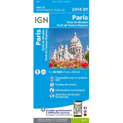 Achat Carte randonnées IGN - 2314 OT - Paris - Forêts de Meudon et de Fausses Reposes