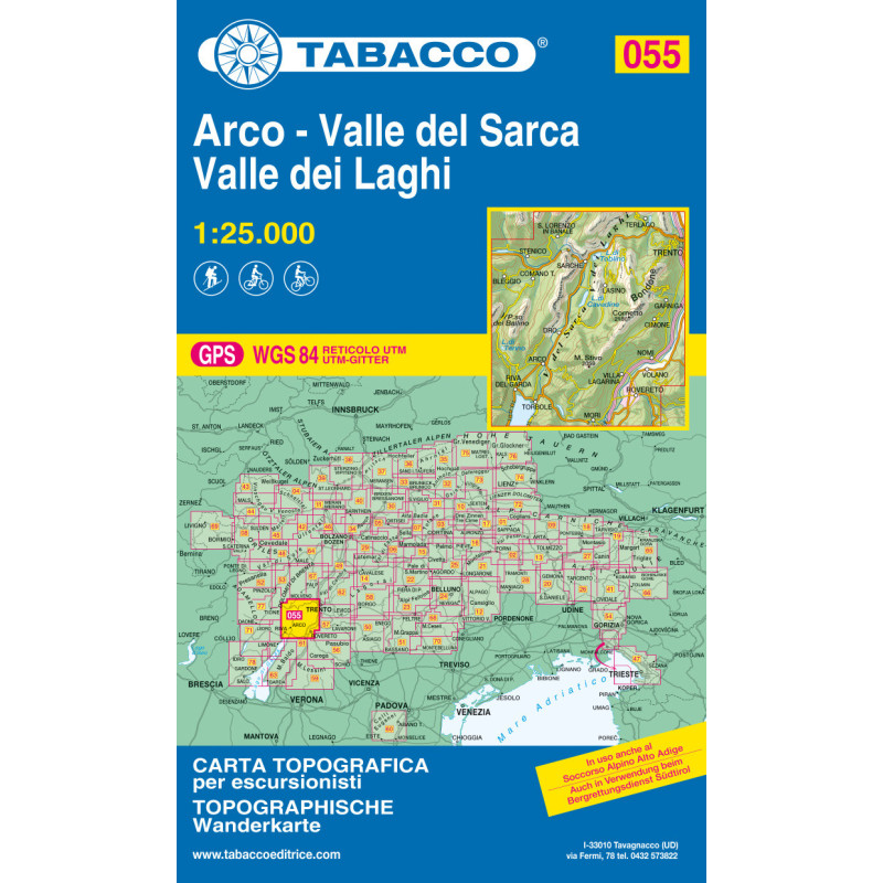 Carte randonnées - Val del Sarca, Arco, Valle del Laghi- Tabacco 055 Carte randonnées - Val del Sarca, Arco, Valle del Laghi- Tabacco 055