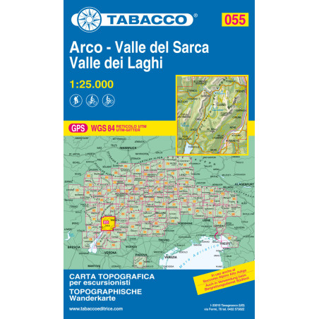 Carte randonnées - Val del Sarca, Arco, Valle del Laghi- Tabacco 055