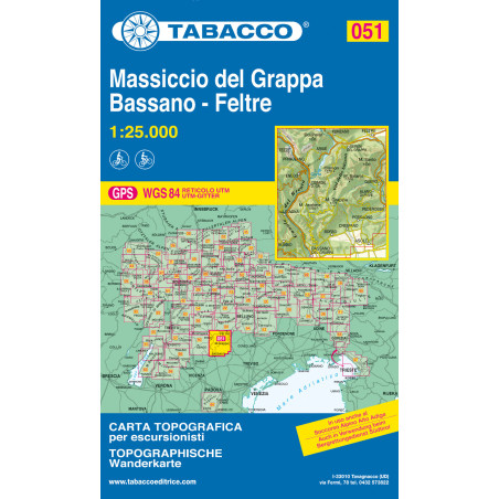 Achat Carte randonnées - Monte Grappa, Basanno, Feltre - Tabacco 051
