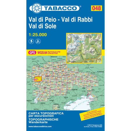 Achat Carte randonnées - Val di Peio, Val di Rabbi, Val di Sole - Tabacco 048