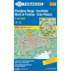 Achat Carte randonnées - Gran Pilastro, Hochfeiler, Monti di Fundres, Pfunderer Berge - Tabacco 037