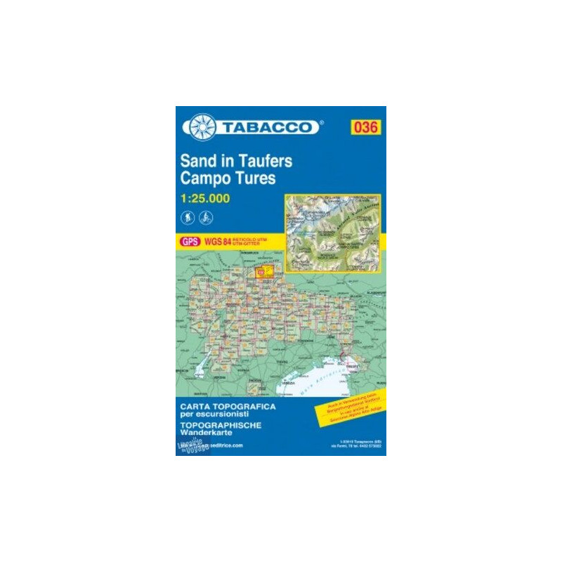 Achat Carte randonnées - Campo Tures, Sand in Taufers - Tabacco 036 Achat Carte randonnées - Campo Tures, Sand in Taufers - Tabacco 036