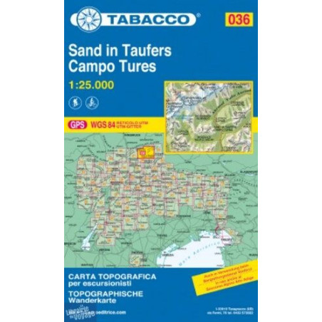 Achat Carte randonnées - Campo Tures, Sand in Taufers - Tabacco 036