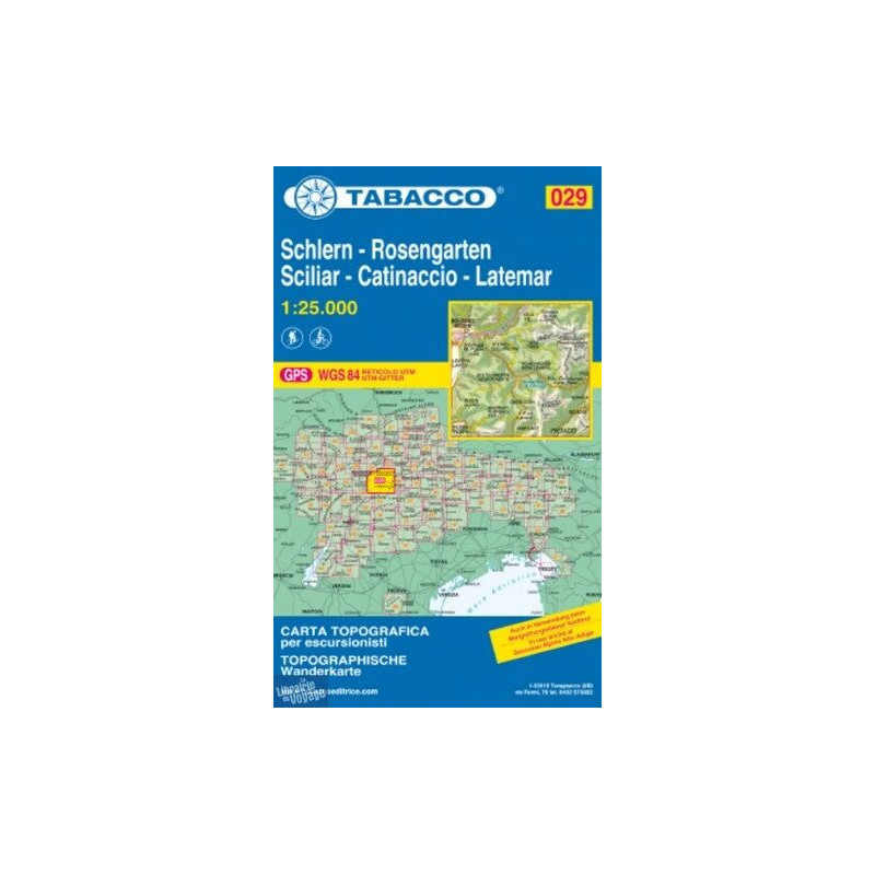 Carte randonnées - Sciliar, Catinaccio, Latemar, Rosengarten - Tabacco 029 Carte randonnées - Sciliar, Catinaccio, Latemar, Rosengarten - Tabacco 029