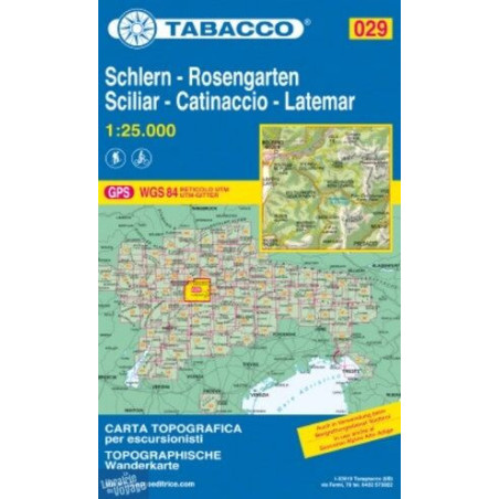 Carte randonnées - Sciliar, Catinaccio, Latemar, Rosengarten - Tabacco 029