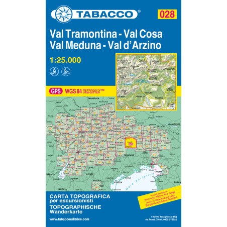 Achat Carte randonnées - Val Tramontina, Val Cosa, Val d'Arzino - Tabacco 028