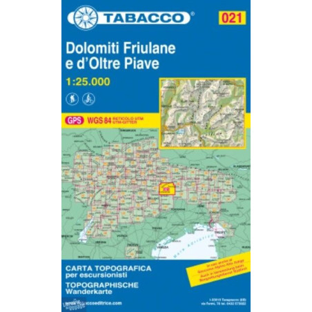 Achat Carte randonnées - Dolomiti di Sinistra Piave - Tabacco 021