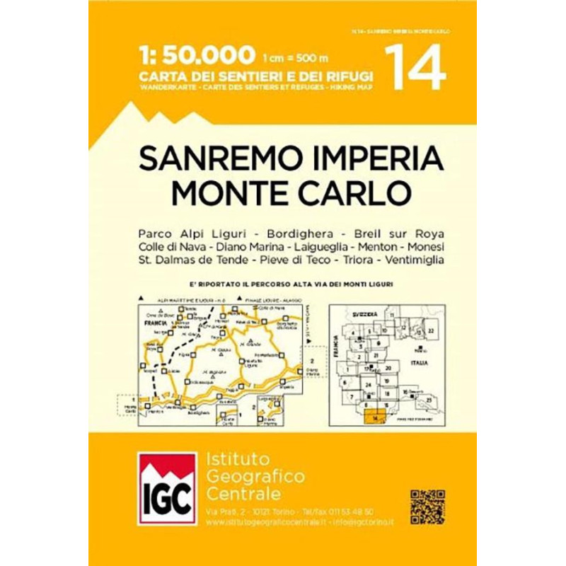 Achat Carte randonnées - San Remo Imperia, Monte Carlo - IGC 14
