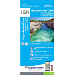 Achat Carte randonnées IGN - 2940 OT - Bagnols Sur Cèze - Pont St Esprit