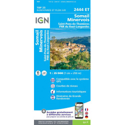 Achat Carte randonnées IGN Somail Minervois - St Pons de Thomières - 2444 ET