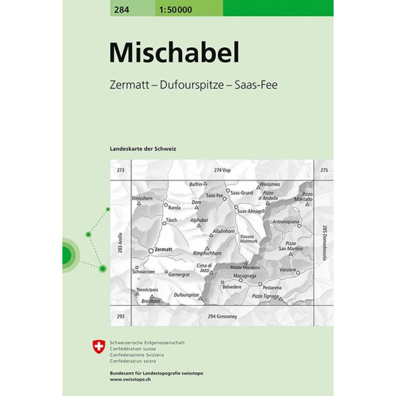 Achat Carte randonnées swisstopo - Mischabel - 284 Achat Carte randonnées swisstopo - Mischabel - 284