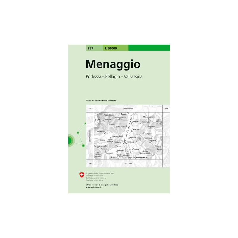 Achat Carte randonnées swisstopo - Menaggio - 287 Achat Carte randonnées swisstopo - Menaggio - 287