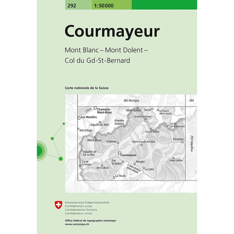 Achat Carte randonnées swisstopo - Courmayeur -292 Achat Carte randonnées swisstopo - Courmayeur -292