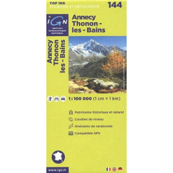 Achat Carte routière TOP 100 IGN - Annecy Thonon-les-Bains - 144
