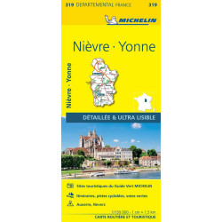 Achat Carte routière Michelin Nièvre, Yonne - 319
