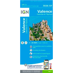 Achat Carte randonnées IGN - 3036 OT - Valence, corniche de l'Eyrieux