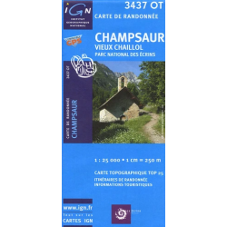 Achat Carte randonnées IGN - 3437 OT - Champsaur - Vieux Chaillol