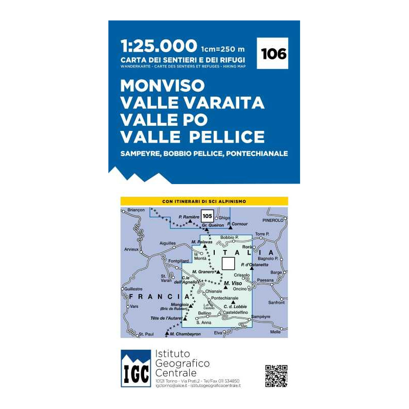 Achat Carte randonnées - Monviso, Sampeyre, Bobbio Pellice - IGC 106
