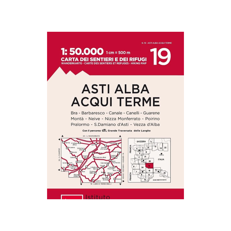 Achat Carte randonnées - Asti, Alba, Acqui Terme - IGC 19 Achat Carte randonnées - Asti, Alba, Acqui Terme - IGC 19