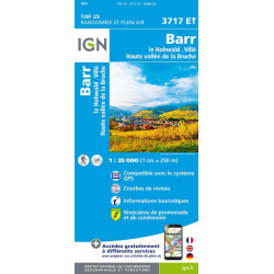 Carte randonnées IGN 3717 - Barr, Le Howald, Villie