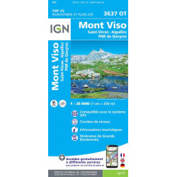Achat Carte randonnées IGN - 3637 OT - Mont Viso - St Véran Aiguilles