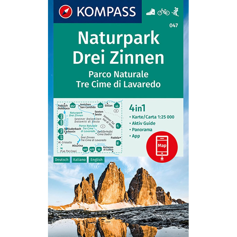 Achat Carte randonnées Drei Zinnen, Tre Cime di Lavaredo - Kompass 047