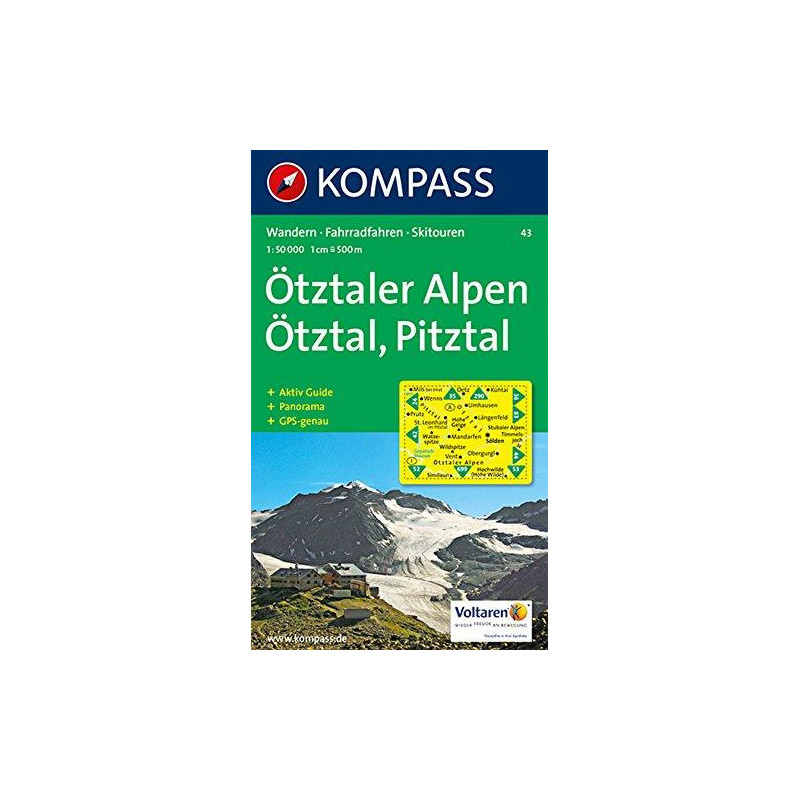 Achat Carte randonnées Ötztaler Alpen - Kompass 43 Achat Carte randonnées Ötztaler Alpen - Kompass 43