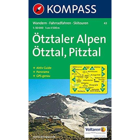 Achat Carte randonnées Ötztaler Alpen - Kompass 43