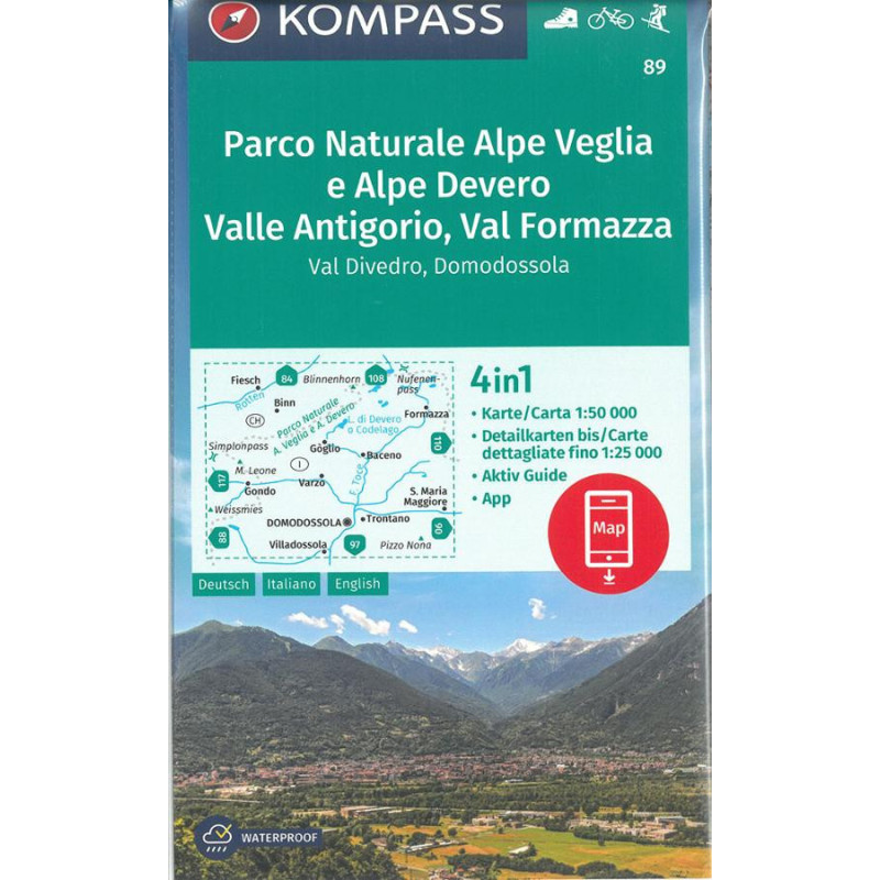 Achat Carte randonnées Parco Naturale Alpe Veglia e Alpe Devero - Kompass 89 Achat Carte randonnées Parco Naturale Alpe Veglia e Alpe Devero - Kompass 89