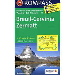 Achat Carte randonnées Breuil-Cervinia-Zermatt - Kompass 87