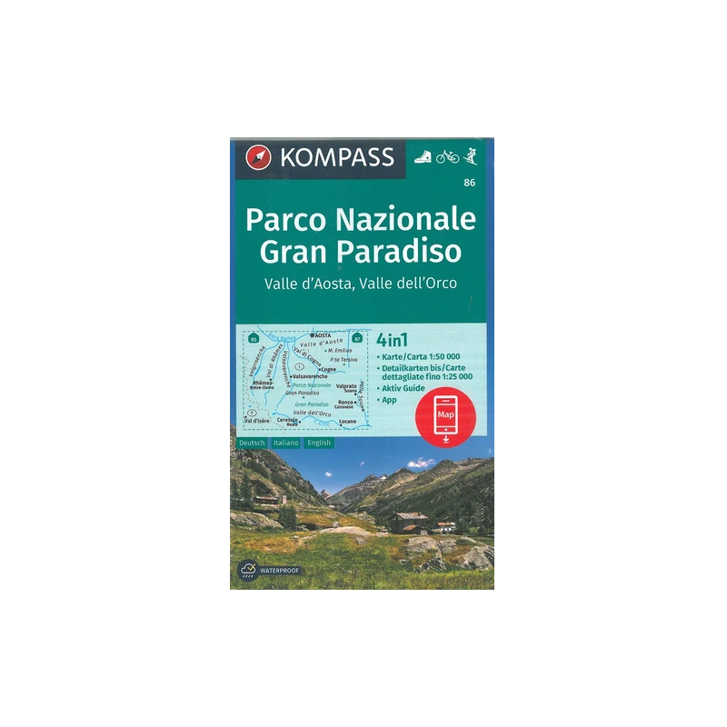 Achat Carte randonnées Gran Paradisio Valle d'Aosta - Kompass 86