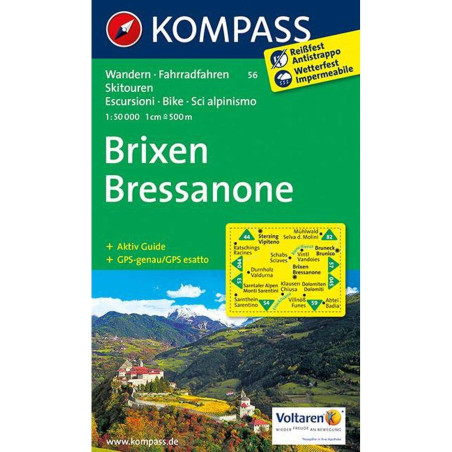 Achat Carte randonnées Brixen, Bressanone - Kompass 56