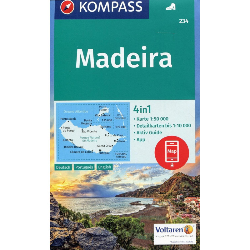 Achat Carte randonnées Madère, Madeire - Kompass 234 Achat Carte randonnées Madère, Madeire - Kompass 234