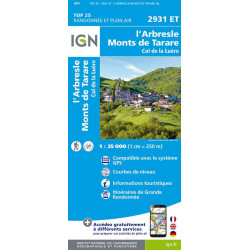 Achat Carte randonnées IGN l'Arbresle - Monts de Tarare - 2931 ET