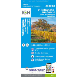 Achat Carte randonnées IGN Villefranche Sur Saône - Vallée de L'Azergues Beaujolais - 2930 ET