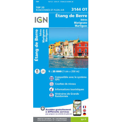 Achat Carte randonnées IGN - 3144 OT - Etang De Berre - Istres Marignane