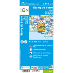 Achat Carte randonnées IGN - 3144 OT - Etang De Berre - Istres Marignane