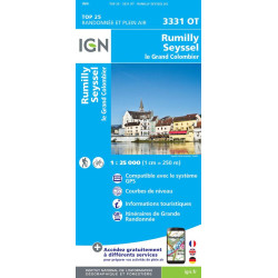Achat Carte randonnées IGN - 3331 OT - Rumilly Seyssel - Le Grand Colombier