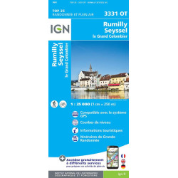 Achat Carte randonnées IGN - 3331 OT - Rumilly Seyssel - Le Grand Colombier